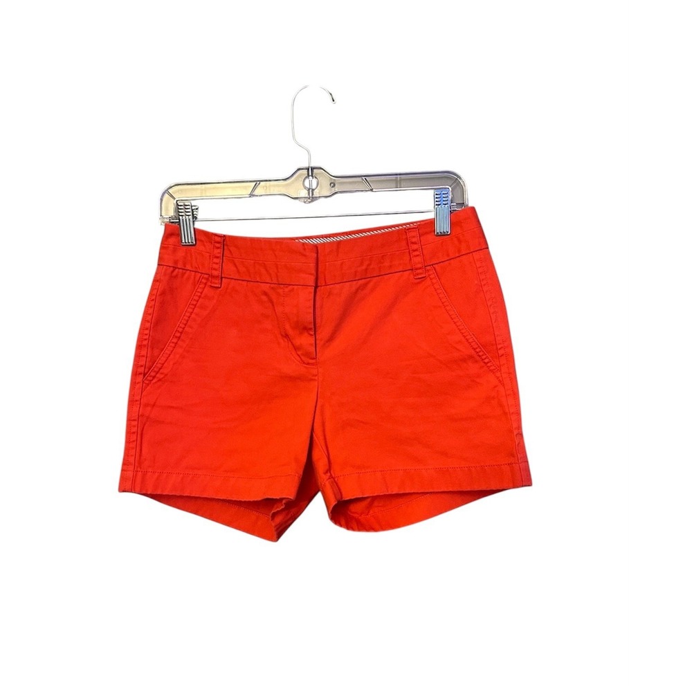 J.Crew Red Orange Chino Shorts Women's 00 100% Cotton 4" Inseam Preppy